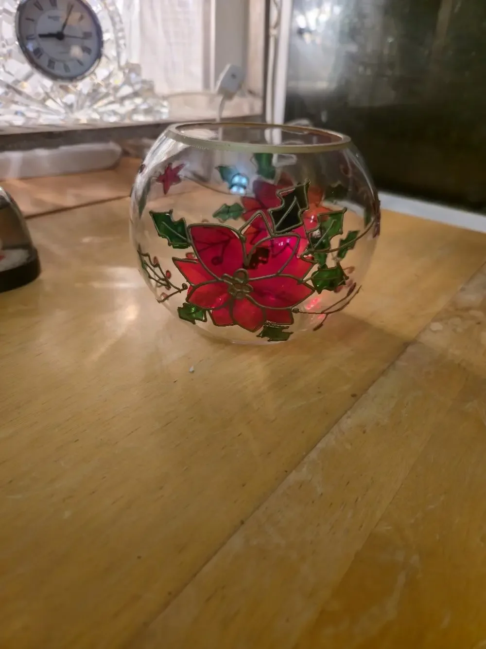 Celebrations by Mikasa Poinsettia Votive Candle Holder Christmas Holiday Bowl